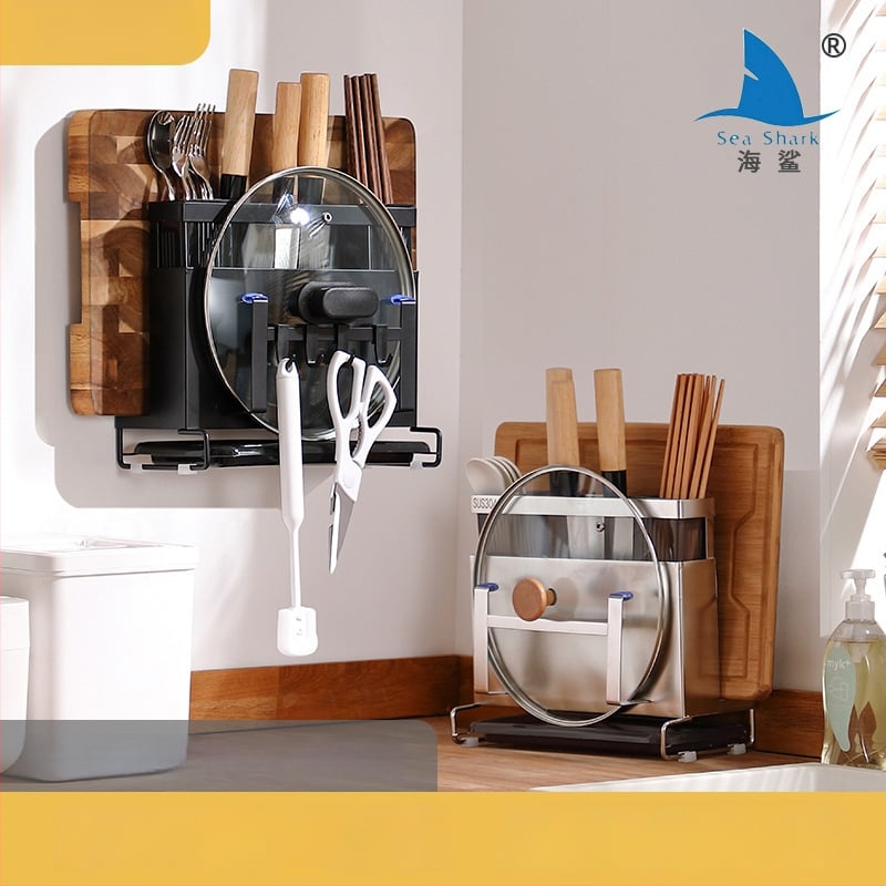 Ανοξείδωτος χώρος αποθήκευσης μαχαιρών και ράφι για σανίδες κοπής, κουζίνα, επιτραπέζιος, πολυλειτουργικός, φορητός, χωρίς εγκατάσταση