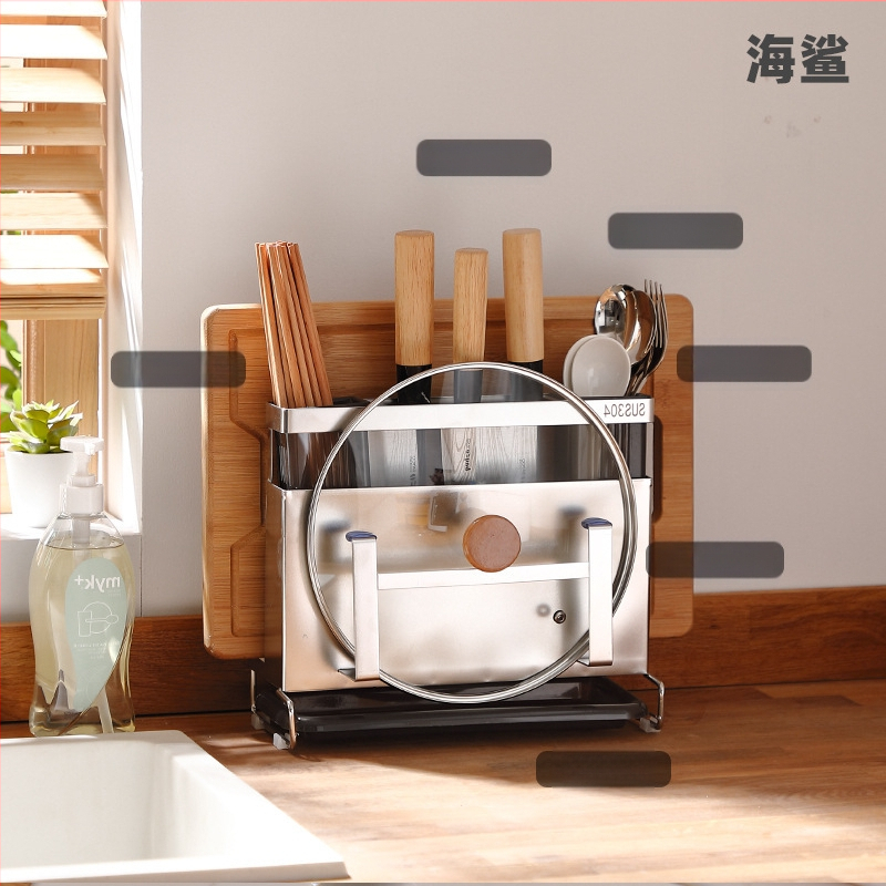 Ανοξείδωτος χώρος αποθήκευσης μαχαιρών και ράφι για σανίδες κοπής, κουζίνα, επιτραπέζιος, πολυλειτουργικός, φορητός, χωρίς εγκατάσταση