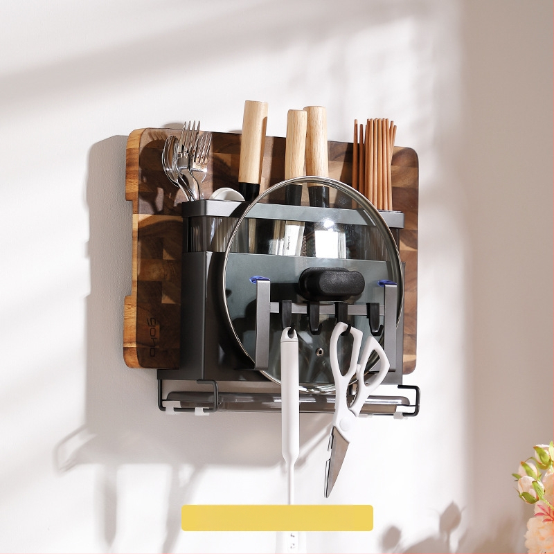 Ανοξείδωτος χώρος αποθήκευσης μαχαιρών και ράφι για σανίδες κοπής, κουζίνα, επιτραπέζιος, πολυλειτουργικός, φορητός, χωρίς εγκατάσταση