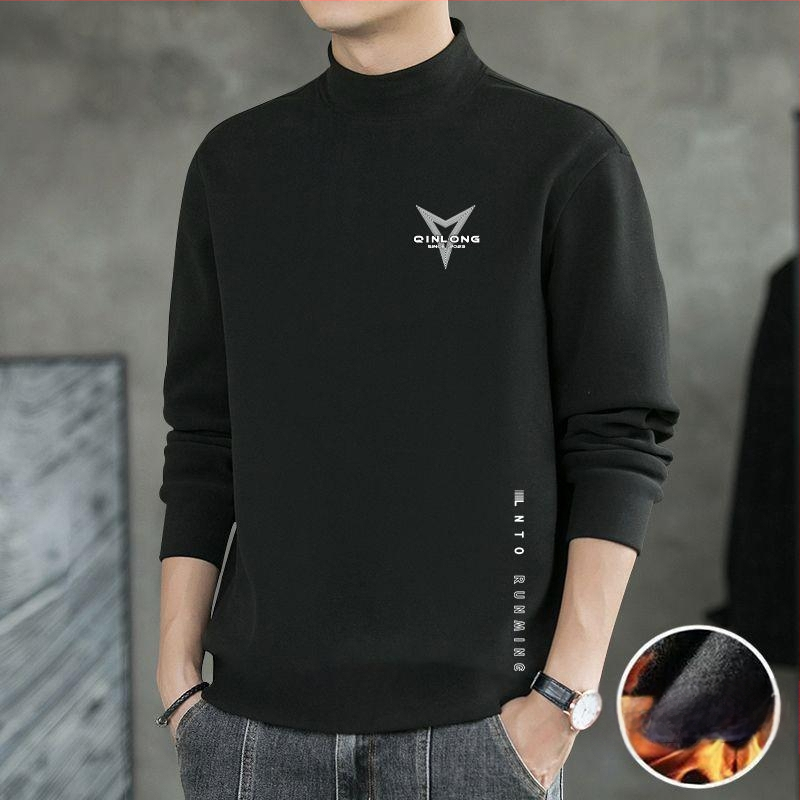 Ανδρικό Θερμικό Βασικό Τοπ – Σταθερός Γιακάς, Φλίς, Μακριά Μανίκια, Λιτή Γραμμή, Πολυεστερική Μείξη