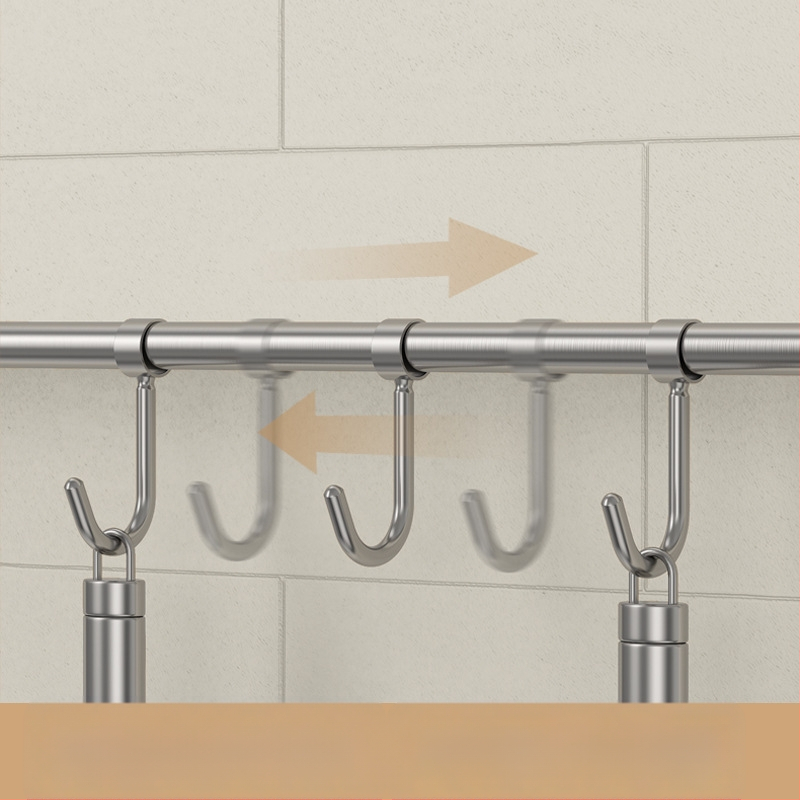 Кухненски държач за прибори от неръждаема стомана — стенен монтаж, матова шлифована повърхност, единична релса
