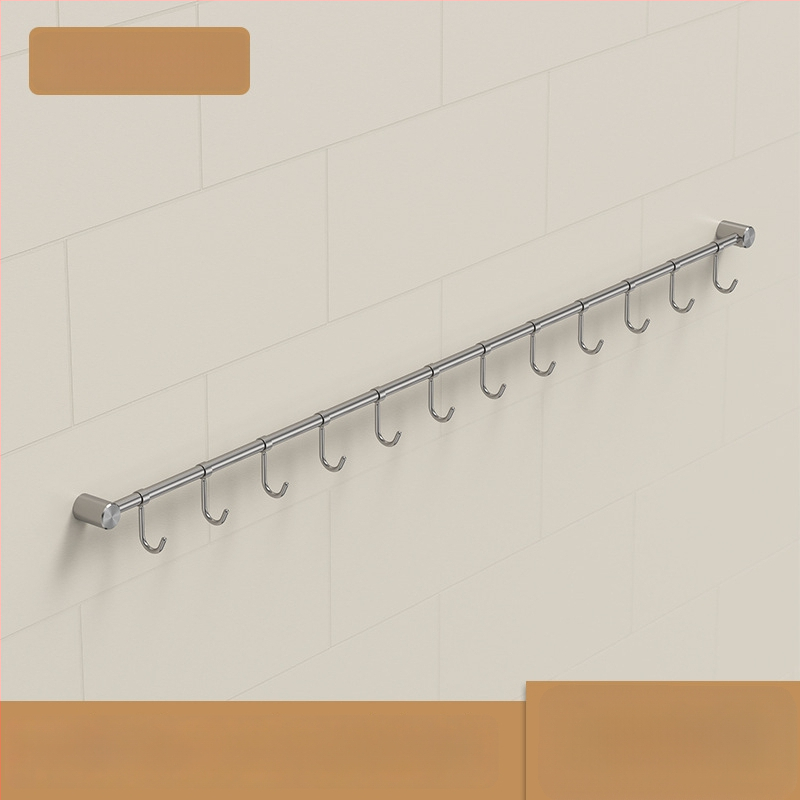 Кухненски държач за прибори от неръждаема стомана — стенен монтаж, матова шлифована повърхност, единична релса