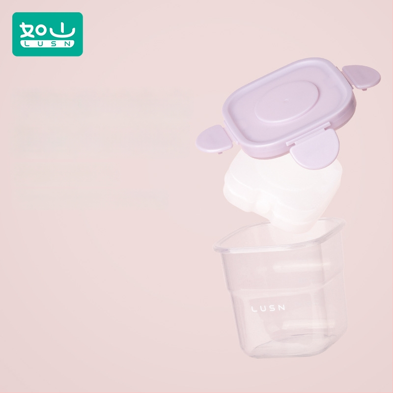 Cutie pentru păstrarea hranei pentru bebeluți – pătrată din plastic, compatibilă cu cuptorul cu microunde, menține prospețimea, capacitate sub 300 ml