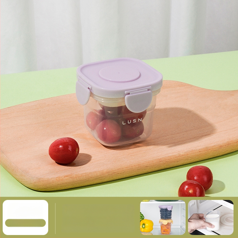 Cutie pentru păstrarea hranei pentru bebeluți – pătrată din plastic, compatibilă cu cuptorul cu microunde, menține prospețimea, capacitate sub 300 ml