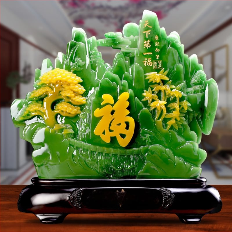 Декоративна фигура от смола Fu символ за холния шкаф за вино, китайски стил; Материал: синтетична смола; Подходяща за бизнес и домакински подаръци