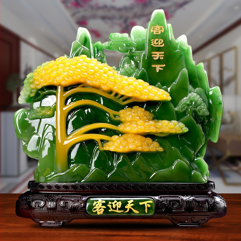 Декоративна фигура от смола Fu символ за холния шкаф за вино, китайски стил; Материал: синтетична смола; Подходяща за бизнес и домакински подаръци