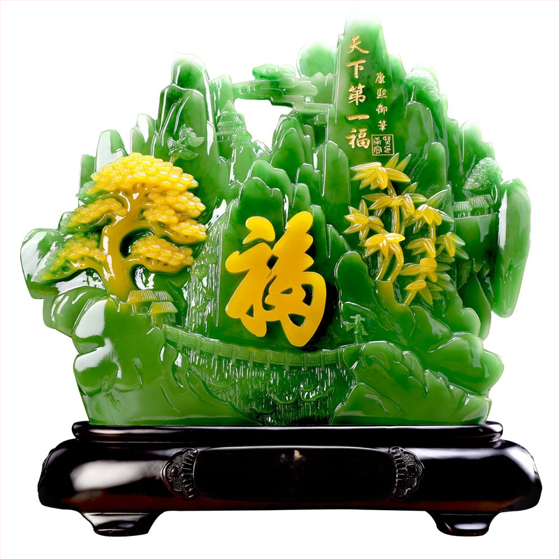 Декоративна фигура от смола Fu символ за холния шкаф за вино, китайски стил; Материал: синтетична смола; Подходяща за бизнес и домакински подаръци