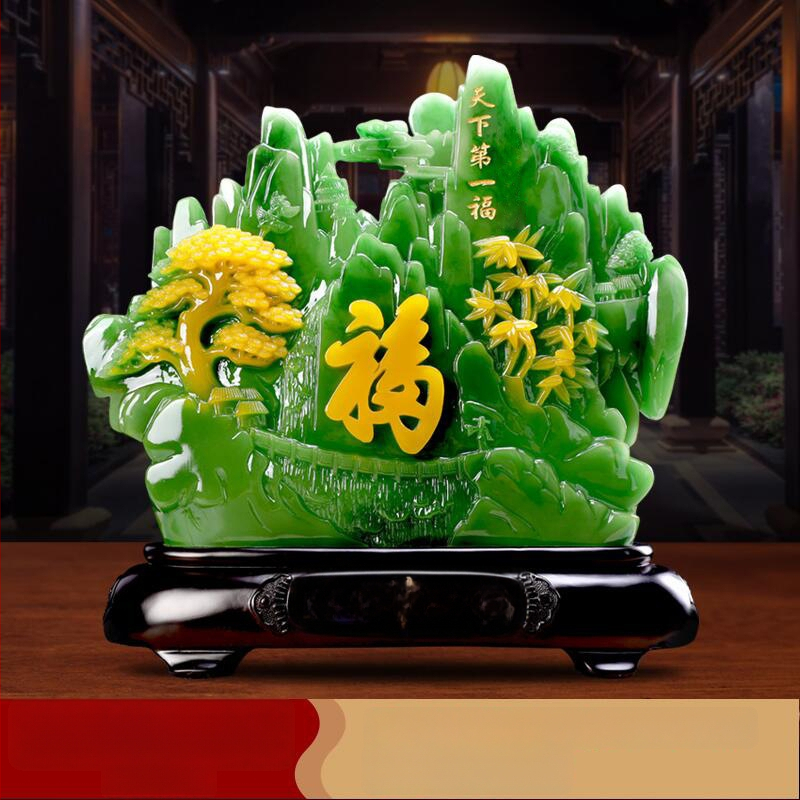 Декоративна фигура от смола Fu символ за холния шкаф за вино, китайски стил; Материал: синтетична смола; Подходяща за бизнес и домакински подаръци