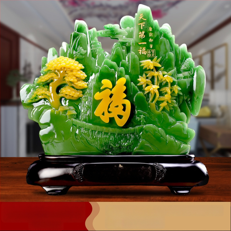 Декоративна фигура от смола Fu символ за холния шкаф за вино, китайски стил; Материал: синтетична смола; Подходяща за бизнес и домакински подаръци