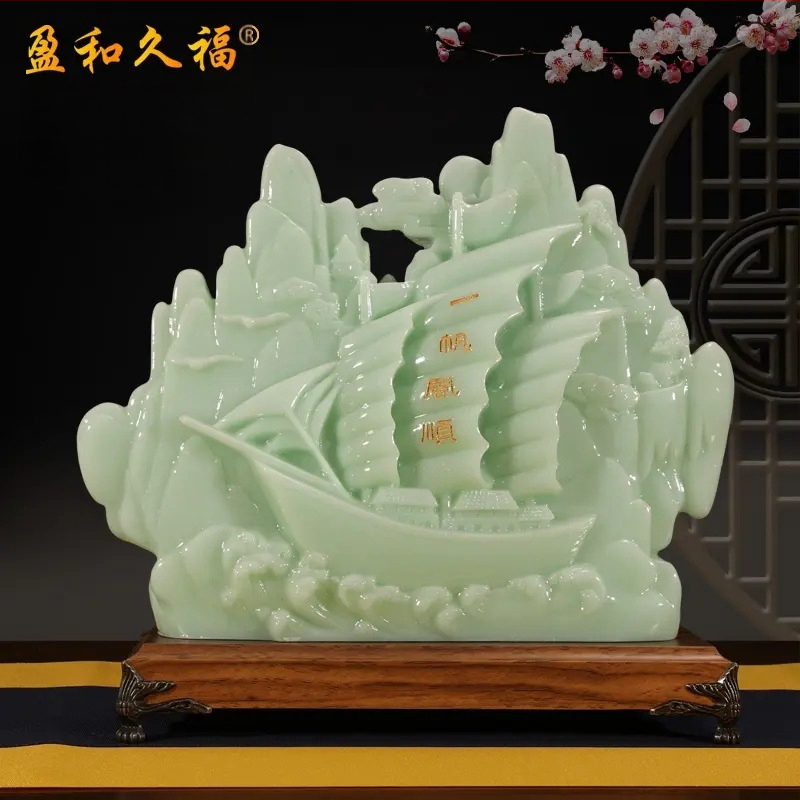 Декоративна фигура от смола Fu символ за холния шкаф за вино, китайски стил; Материал: синтетична смола; Подходяща за бизнес и домакински подаръци