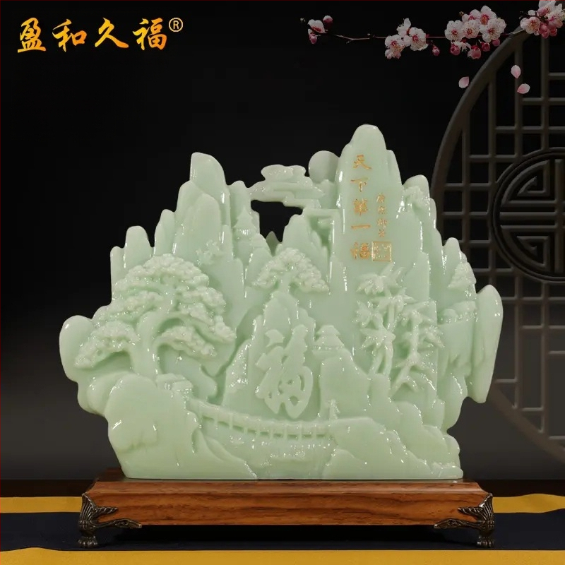 Декоративна фигура от смола Fu символ за холния шкаф за вино, китайски стил; Материал: синтетична смола; Подходяща за бизнес и домакински подаръци