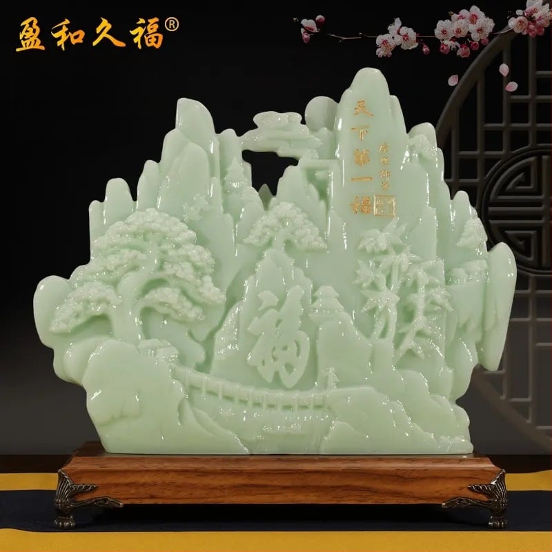 Декоративна фигура от смола Fu символ за холния шкаф за вино, китайски стил; Материал: синтетична смола; Подходяща за бизнес и домакински подаръци