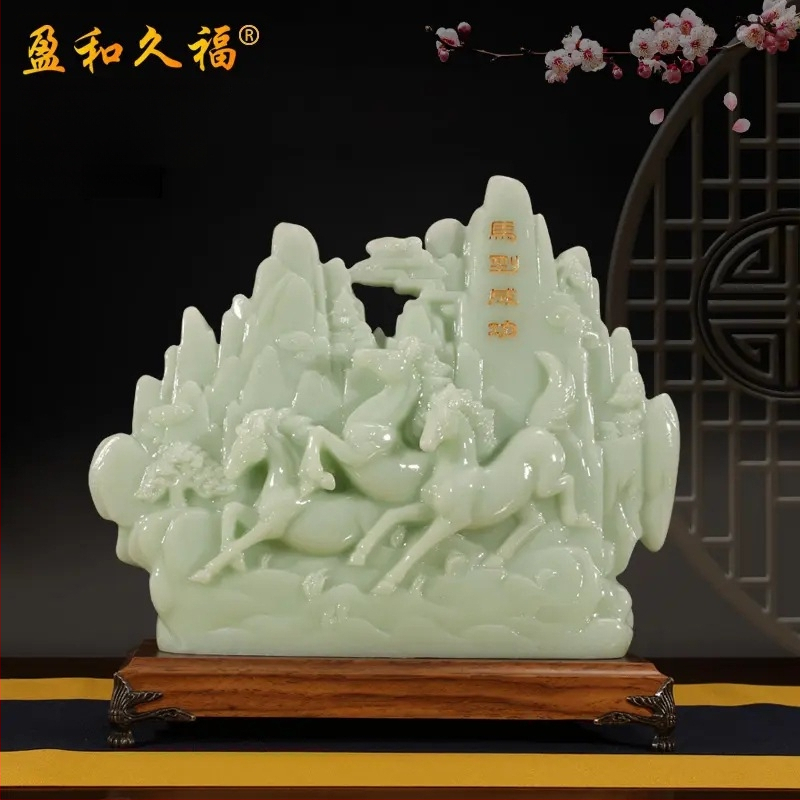 Декоративна фигура от смола Fu символ за холния шкаф за вино, китайски стил; Материал: синтетична смола; Подходяща за бизнес и домакински подаръци