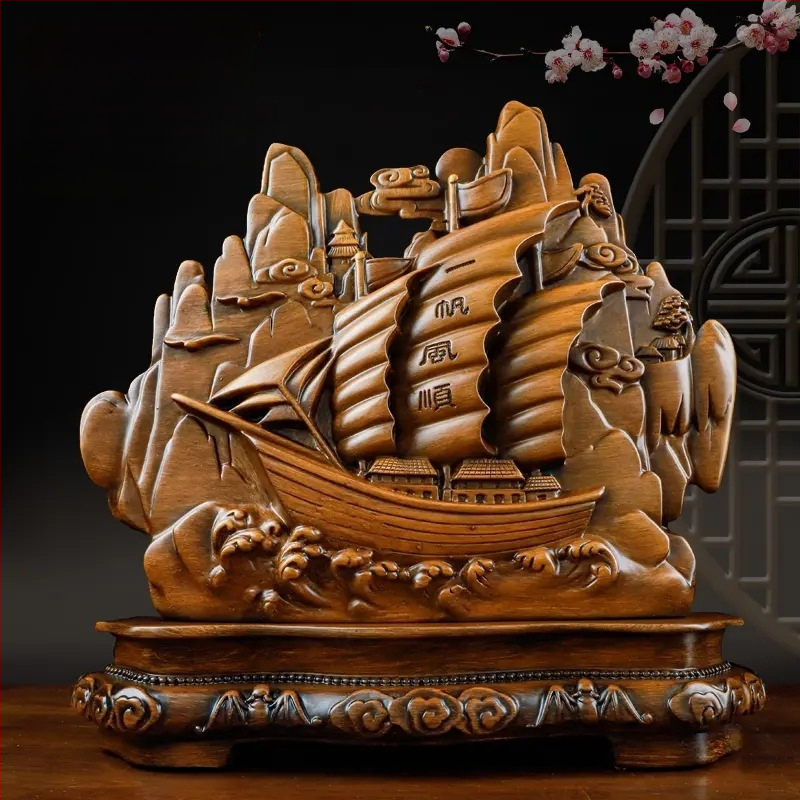 Декоративна фигура от смола Fu символ за холния шкаф за вино, китайски стил; Материал: синтетична смола; Подходяща за бизнес и домакински подаръци