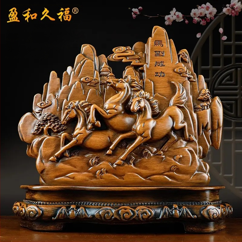 Декоративна фигура от смола Fu символ за холния шкаф за вино, китайски стил; Материал: синтетична смола; Подходяща за бизнес и домакински подаръци