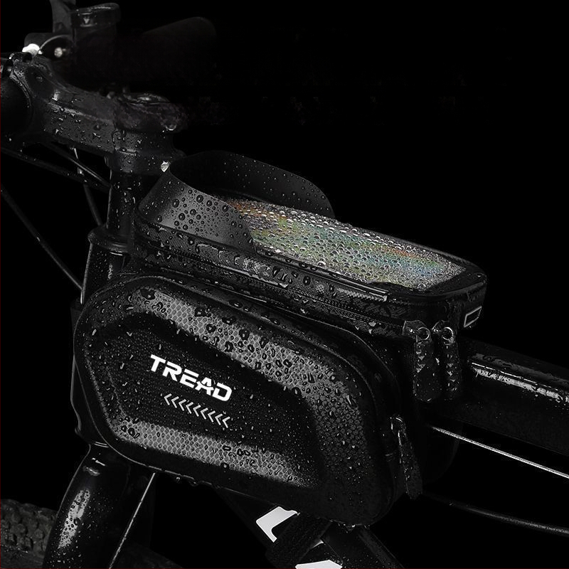 Poliészter kerékpár táska felsőcsőre és elülső vázra, telefontartó zseb, bélés nélkül, hegyi kerékpárhoz