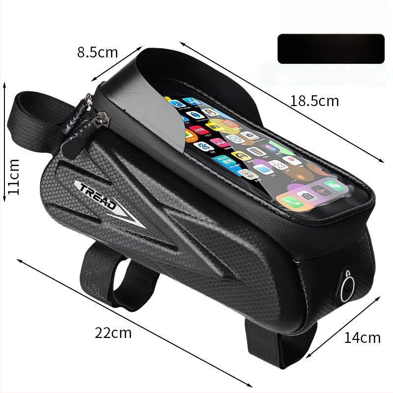 Poliészter kerékpár táska felsőcsőre és elülső vázra, telefontartó zseb, bélés nélkül, hegyi kerékpárhoz