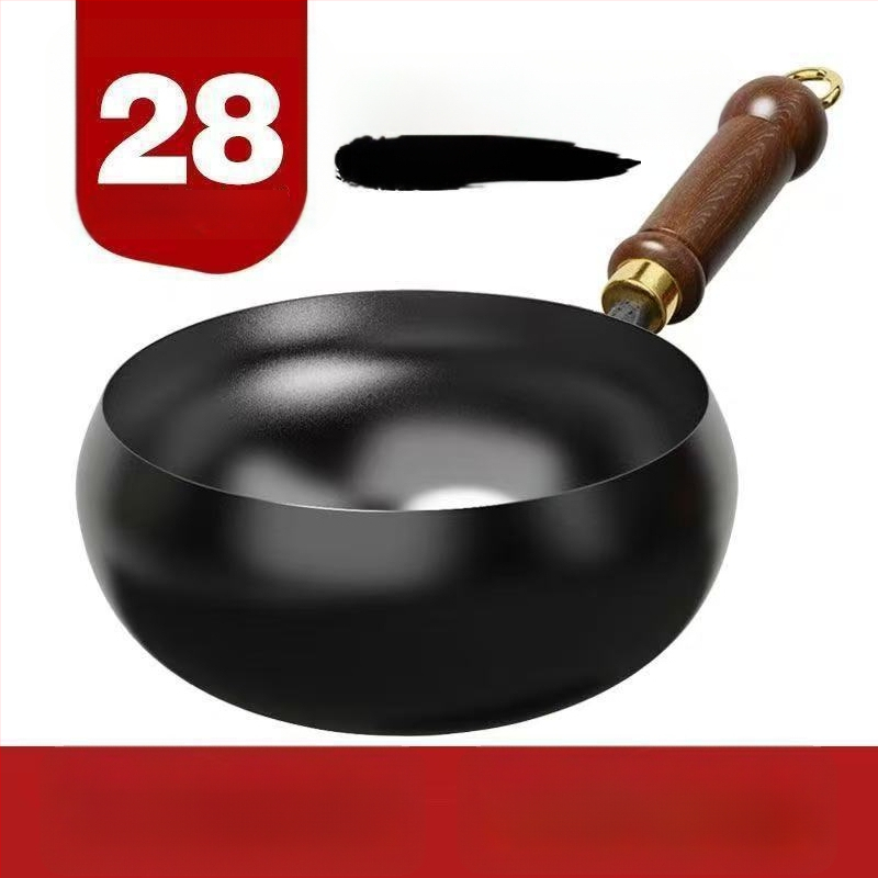 Tradicionalni wok od lijevanog željeza s velikim trbušnim oblikom, ručno izrađena kućna tava s neprijanjajućim premazom