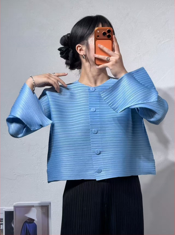 Nadrágos kosztüm szett: Kardigán, ráncos textúra, poliészter 95%+, Japán-koreai casual stílus