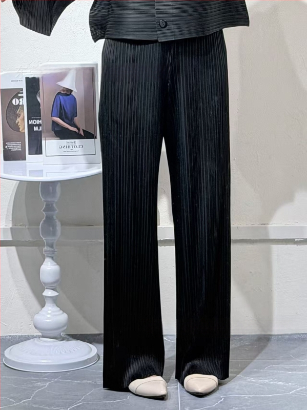 Nadrágos kosztüm szett: Kardigán, ráncos textúra, poliészter 95%+, Japán-koreai casual stílus