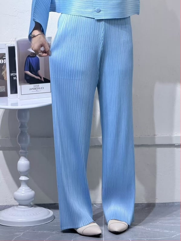 Nadrágos kosztüm szett: Kardigán, ráncos textúra, poliészter 95%+, Japán-koreai casual stílus