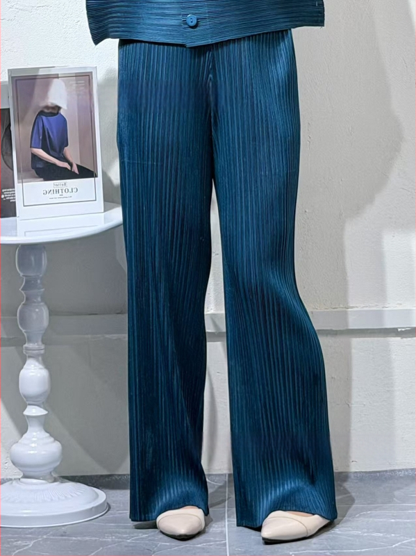 Nadrágos kosztüm szett: Kardigán, ráncos textúra, poliészter 95%+, Japán-koreai casual stílus