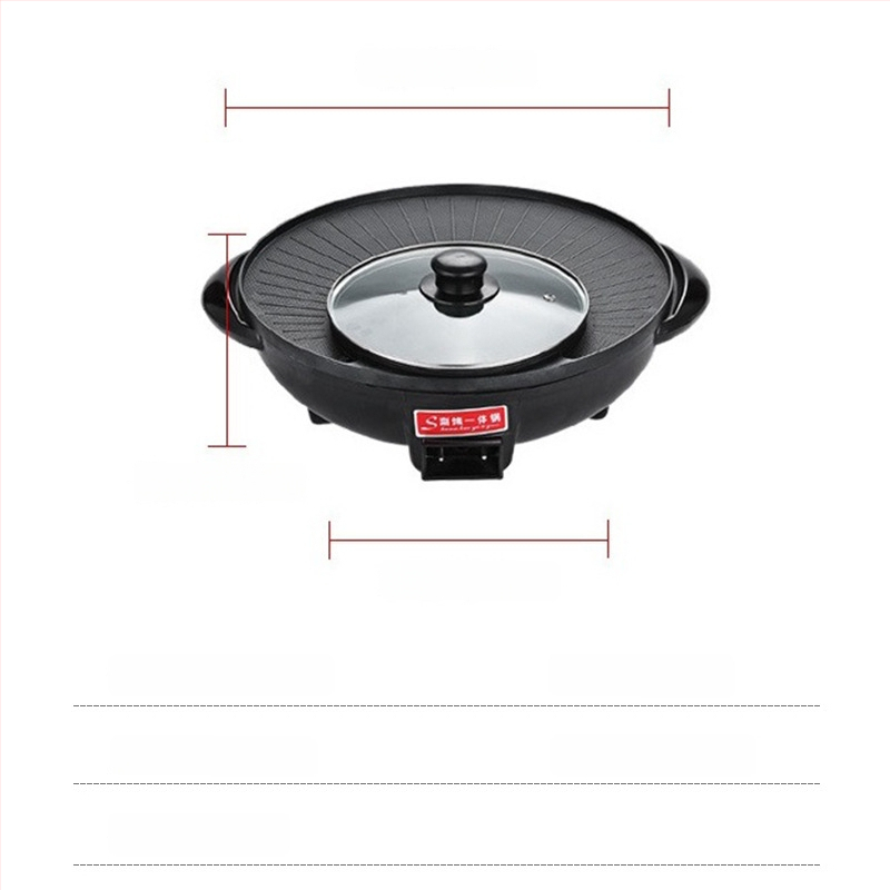 Višenamjenski električni lonac s velikim kapacitetom za Shabu-Shabu i grill, 3-4 L, 1200 W, tijelo od aluminijske legure