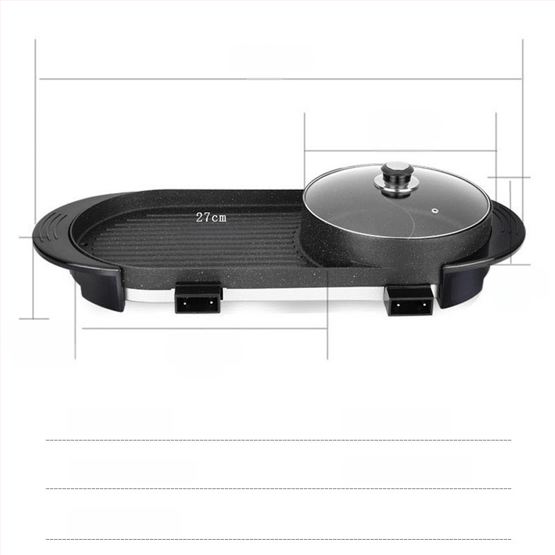 Višenamjenski električni lonac s velikim kapacitetom za Shabu-Shabu i grill, 3-4 L, 1200 W, tijelo od aluminijske legure