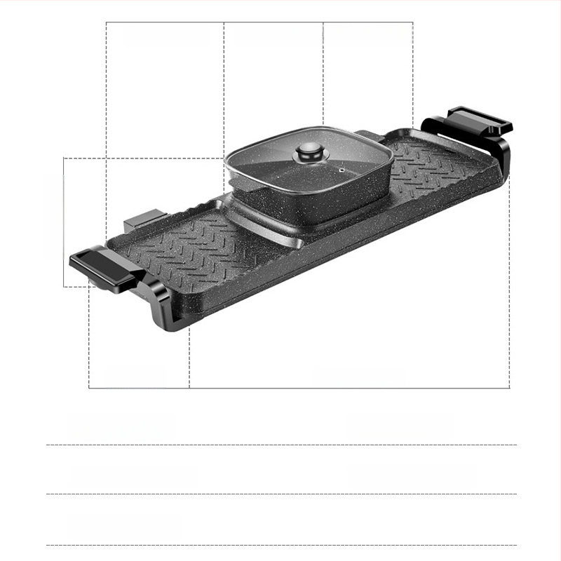 Višenamjenski električni lonac s velikim kapacitetom za Shabu-Shabu i grill, 3-4 L, 1200 W, tijelo od aluminijske legure