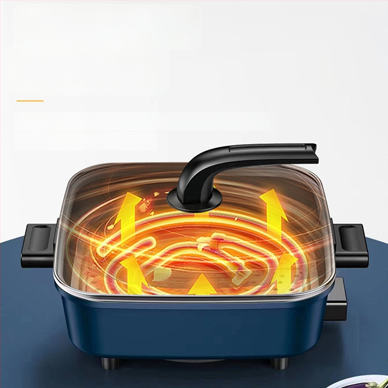 Višenamjenski električni lonac s velikim kapacitetom za Shabu-Shabu i grill, 3-4 L, 1200 W, tijelo od aluminijske legure