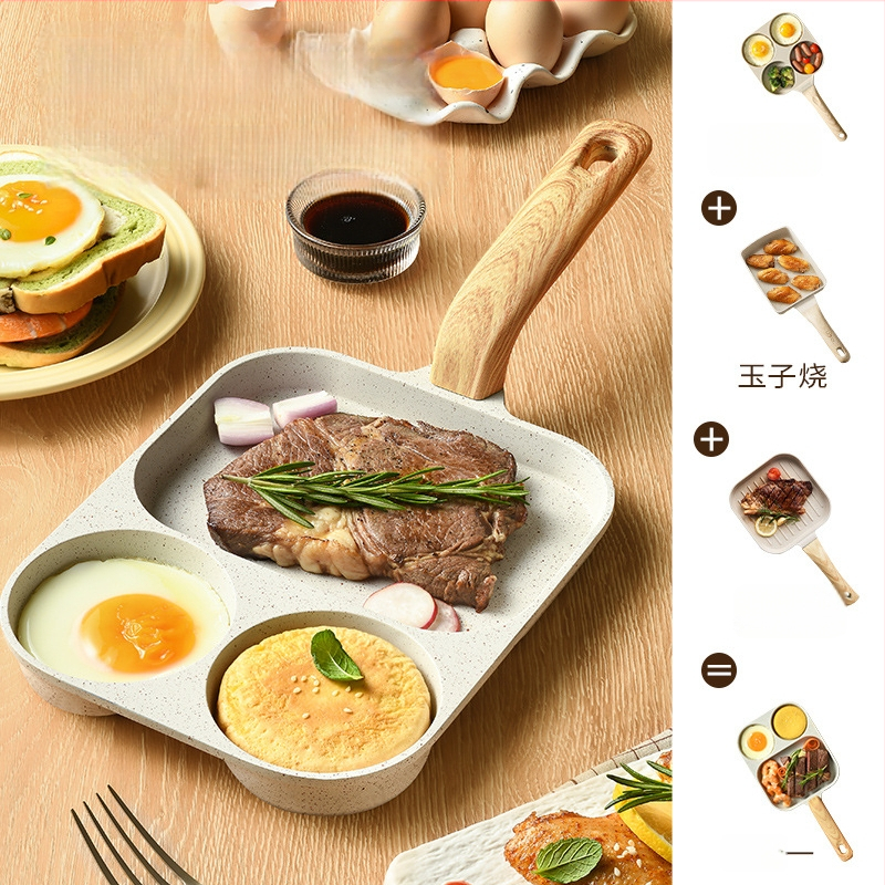 Tri u jedan neprijanjajući tiganj za doručak, plosnati tiganj za jaja, palačinke, omlete, hamburger i steak