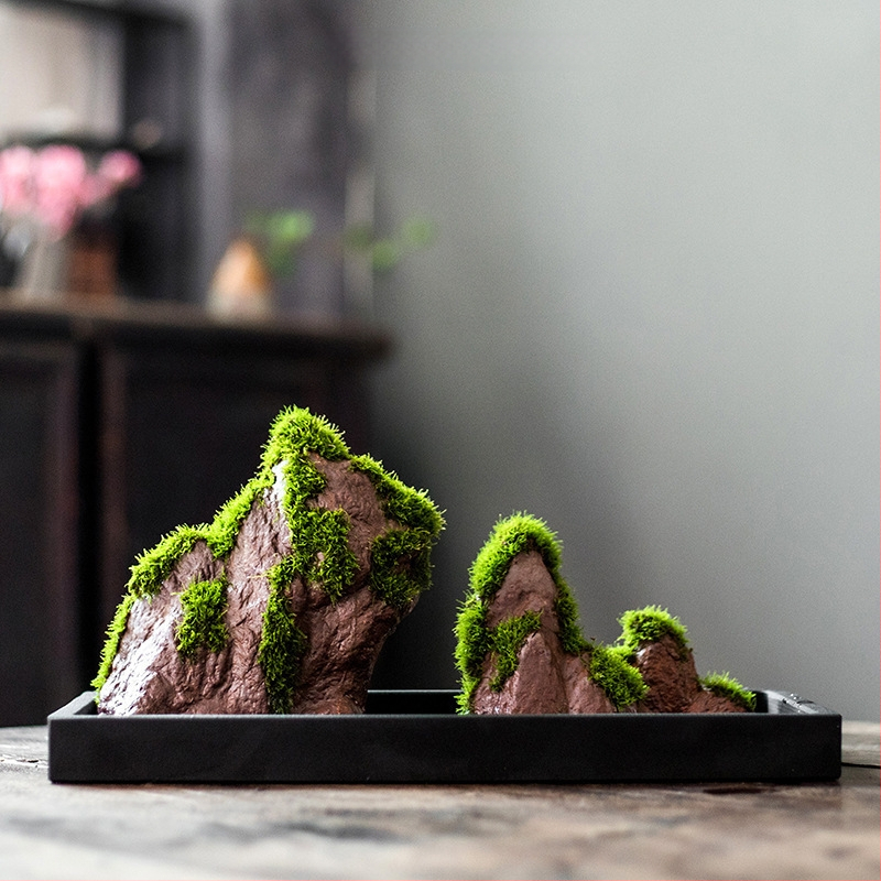 Декоративна водна композиция за бюро с бонсай — дзен микро пейзаж от копринени цветя