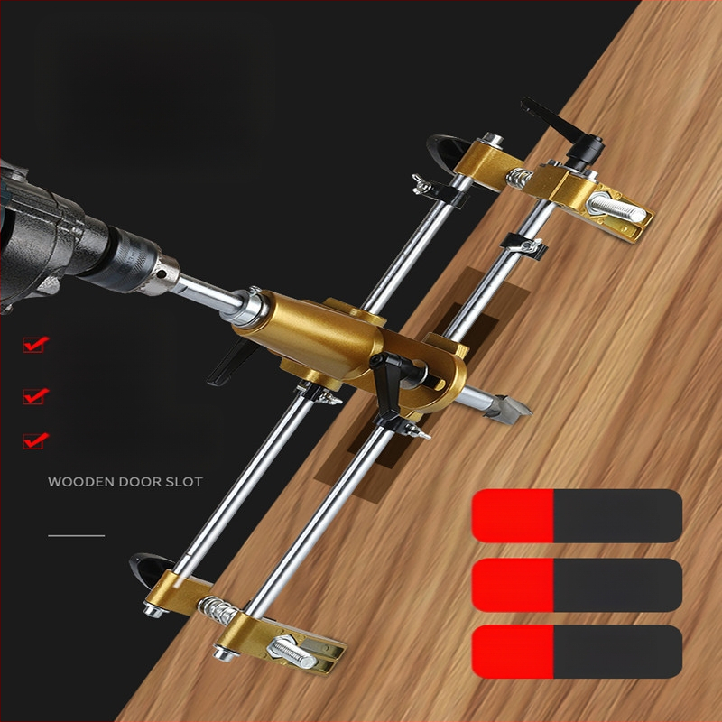 Kit deschidere a găurilor pentru încuietoare la uși din lemn masiv, montaj interior — set complet de instrumente pentru canelare, Fu City