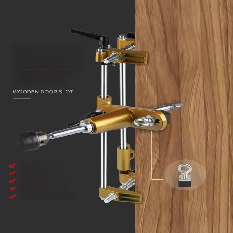 Kit deschidere a găurilor pentru încuietoare la uși din lemn masiv, montaj interior — set complet de instrumente pentru canelare, Fu City