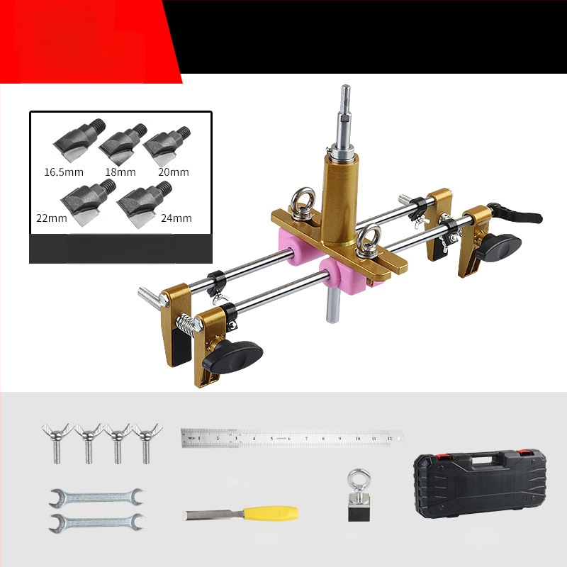 Kit deschidere a găurilor pentru încuietoare la uși din lemn masiv, montaj interior — set complet de instrumente pentru canelare, Fu City