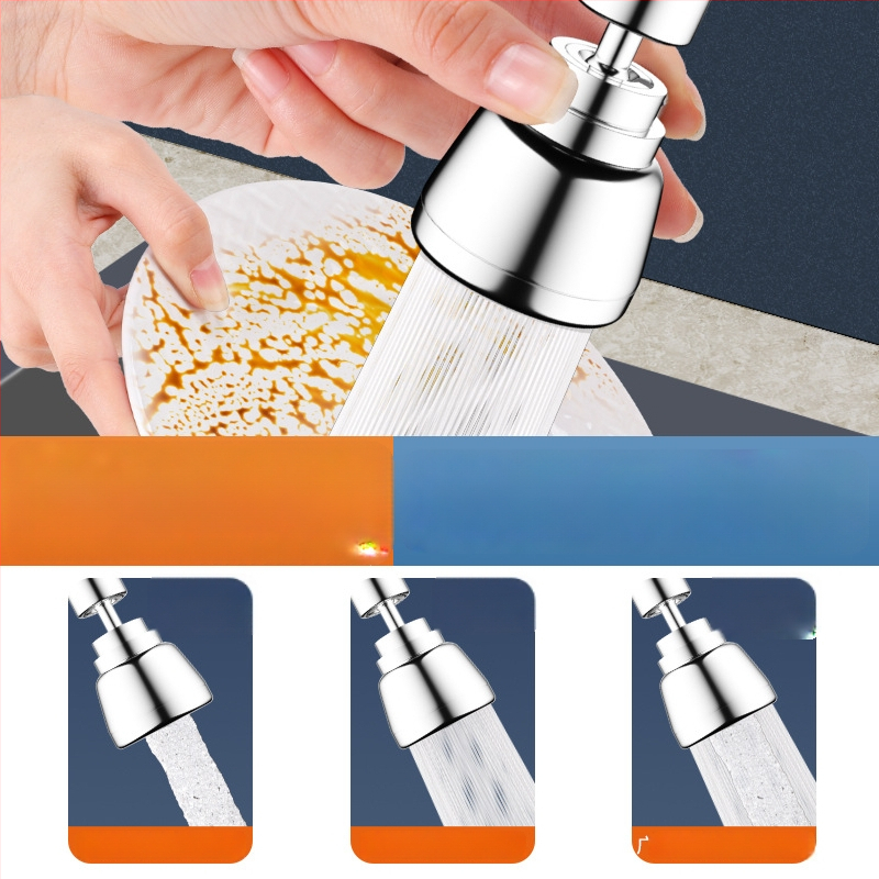 Konyhai csaptele meghosszabbítója, univerzális forgó fej, nyomás alatti permetezés elleni védelem, rozsdamentes acél