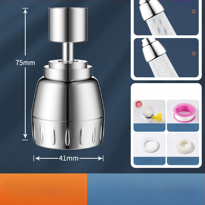 Konyhai csaptele meghosszabbítója, univerzális forgó fej, nyomás alatti permetezés elleni védelem, rozsdamentes acél