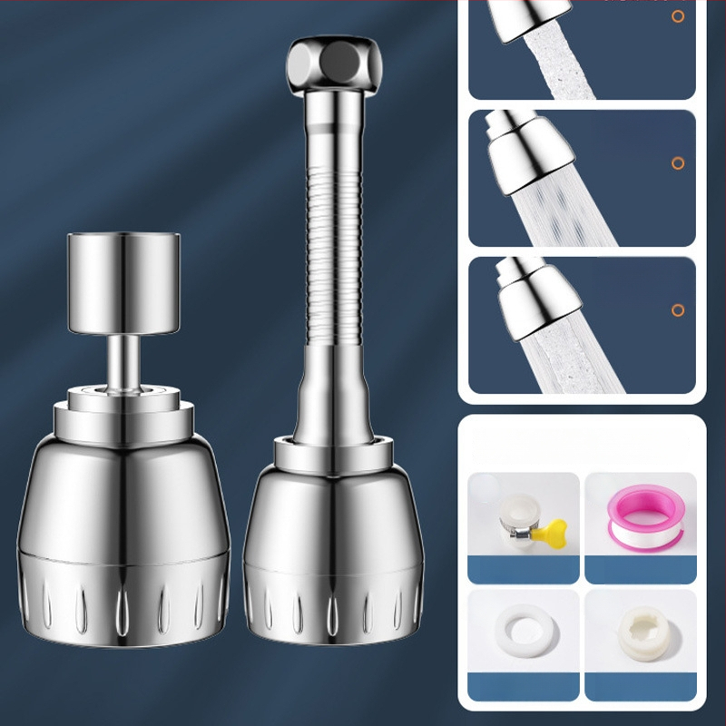 Konyhai csaptele meghosszabbítója, univerzális forgó fej, nyomás alatti permetezés elleni védelem, rozsdamentes acél
