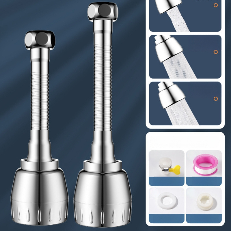 Konyhai csaptele meghosszabbítója, univerzális forgó fej, nyomás alatti permetezés elleni védelem, rozsdamentes acél