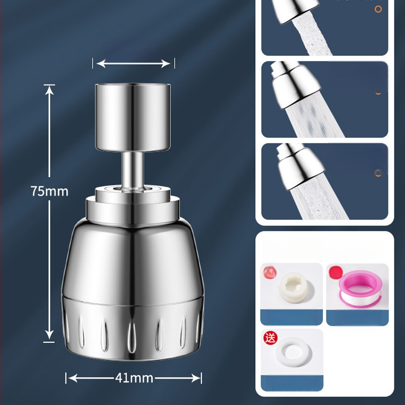 Konyhai csaptele meghosszabbítója, univerzális forgó fej, nyomás alatti permetezés elleni védelem, rozsdamentes acél