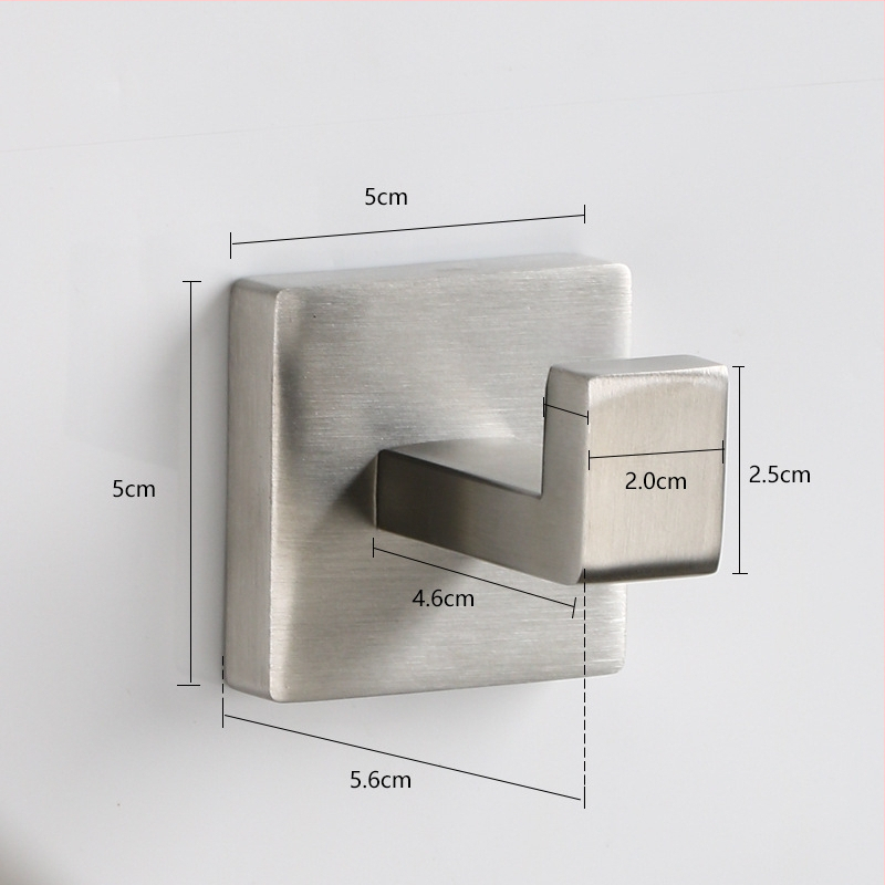 Rozsdamentes acél vállfa, falra szerelhető fürdőszobai kiegészítő, 5 kg teherbírás, csiszolt felület, modern minimalista dizájn
