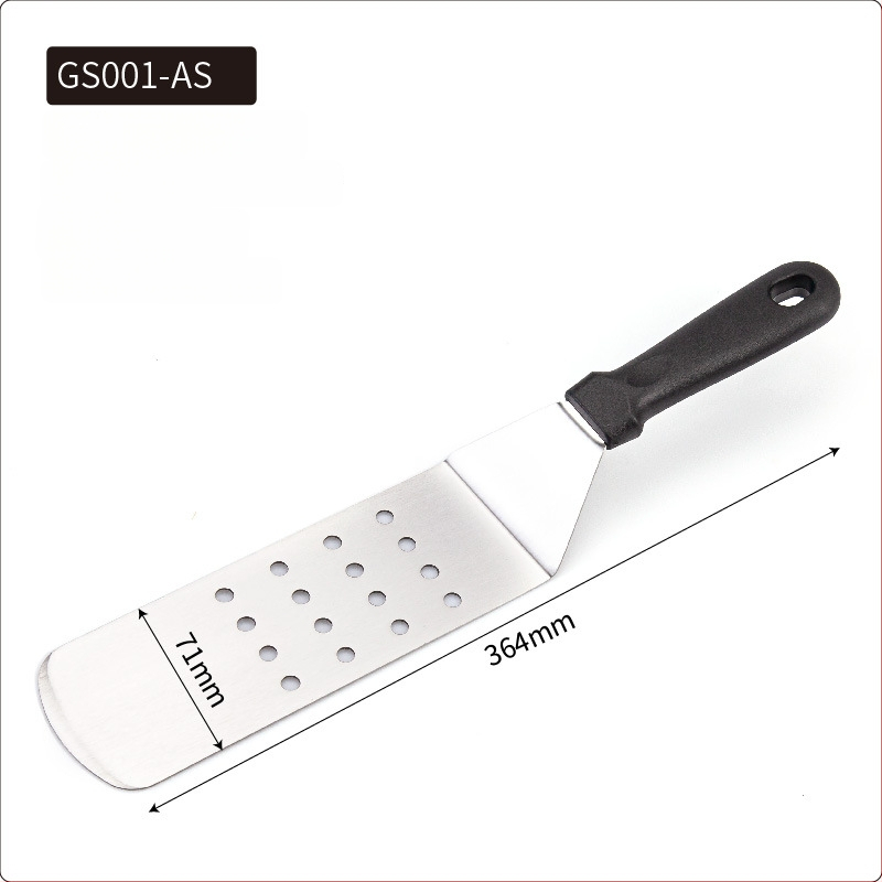 Rozsdamentes acél teppanyaki spatula készlet kültéri grillsütéshez — modern minimalista design, tartalmaz spatulákat steakhez és palacsintákhoz, testreszabható