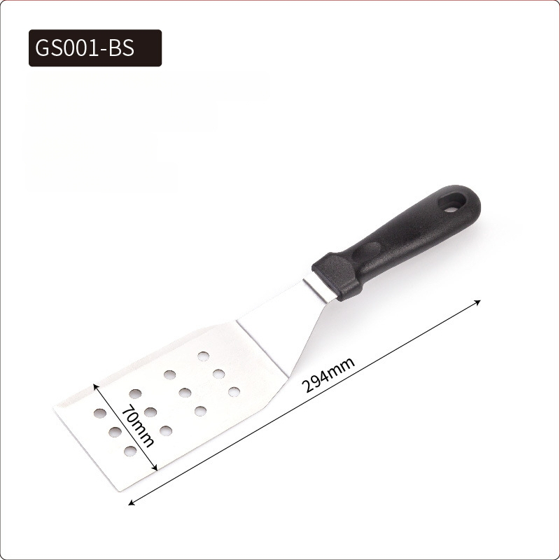 Rozsdamentes acél teppanyaki spatula készlet kültéri grillsütéshez — modern minimalista design, tartalmaz spatulákat steakhez és palacsintákhoz, testreszabható