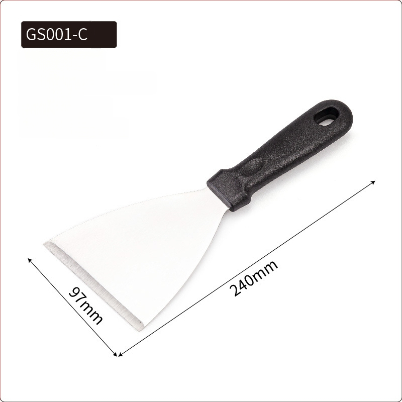 Rozsdamentes acél teppanyaki spatula készlet kültéri grillsütéshez — modern minimalista design, tartalmaz spatulákat steakhez és palacsintákhoz, testreszabható