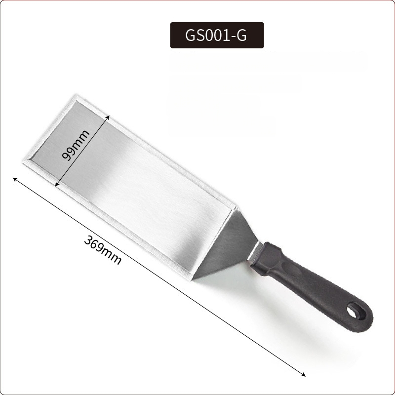 Rozsdamentes acél teppanyaki spatula készlet kültéri grillsütéshez — modern minimalista design, tartalmaz spatulákat steakhez és palacsintákhoz, testreszabható