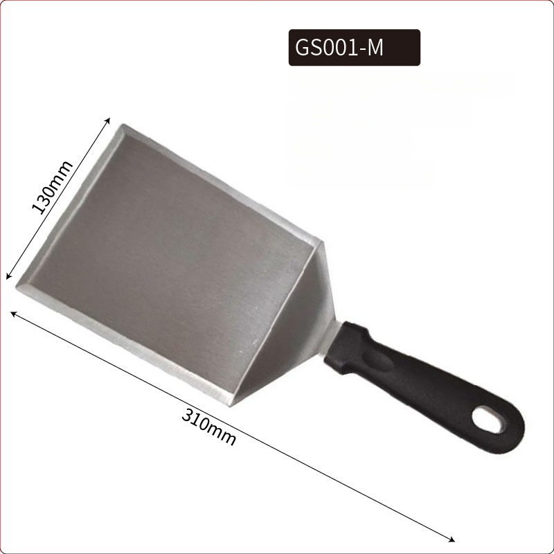 Rozsdamentes acél teppanyaki spatula készlet kültéri grillsütéshez — modern minimalista design, tartalmaz spatulákat steakhez és palacsintákhoz, testreszabható