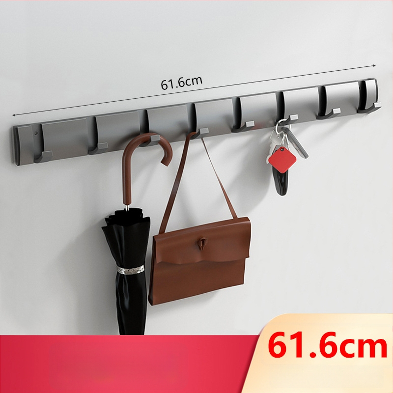 Скрита закачалка за врата за антре/гардероб — стенна сгъваема закачалка за палта и шапки, без пробиване — Space Aluminum, 444 g, Nano sandblasting, Светъл лукс, EU CE сертификация