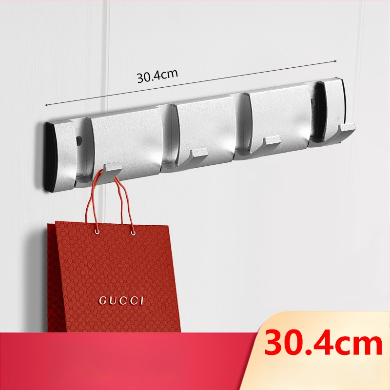 Скрита закачалка за врата за антре/гардероб — стенна сгъваема закачалка за палта и шапки, без пробиване — Space Aluminum, 444 g, Nano sandblasting, Светъл лукс, EU CE сертификация