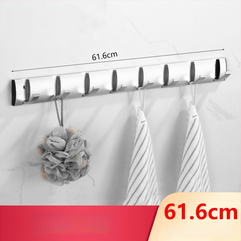 Скрита закачалка за врата за антре/гардероб — стенна сгъваема закачалка за палта и шапки, без пробиване — Space Aluminum, 444 g, Nano sandblasting, Светъл лукс, EU CE сертификация