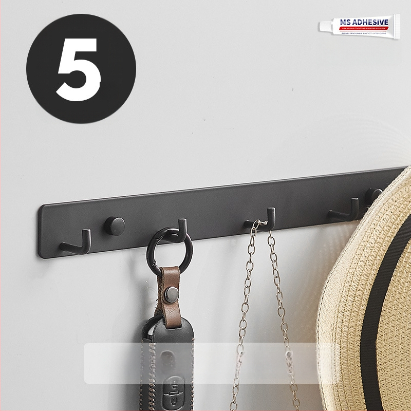 Без пробиване стенно закачало за кухня, антре и баня — space алуминий, 120 г, модерен минималистичен стил